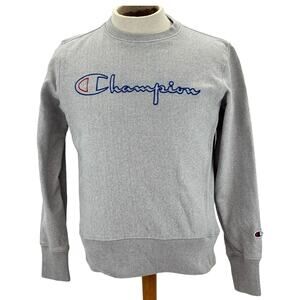 Vintage Champion Reverse Weave Embroidered Spellout Crewneck Sweatshirt Sz M